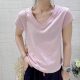 
JTENGC Jiteng 2025 summer new embroidery pattern design V-neck short-sleeved loose T-shirt women's top 960