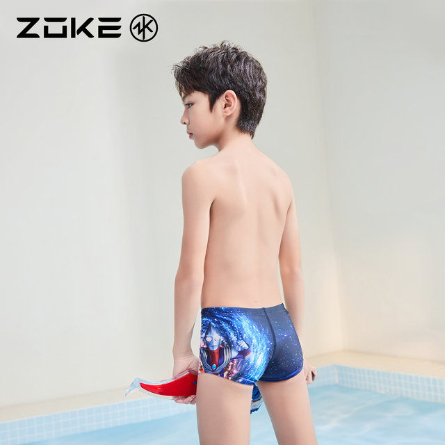 Zoke children's swimsuit flat corner professional swimming training zoke Ultraman Tiga boys quick-drying competition swimming trousers