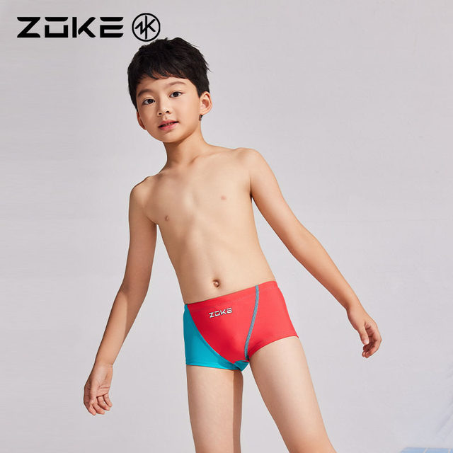 Zhouke children's swimming trunks boy 2025 professional flat angle quick-drying swimsuit medium and big children training competition racing teenagers