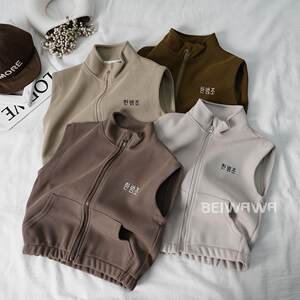 
Foreign trade order vest, male and female baby pure cotton zipper waistcoat vest spring style children's Korean style outer vest