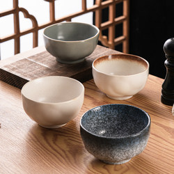 5inch Japanese-Style Ceramic Bowls, Handmade Rustic Pottery Soup Bowls, High-End Japanese Tableware, Household Instant Noodle Bowls and Chopsticks Set