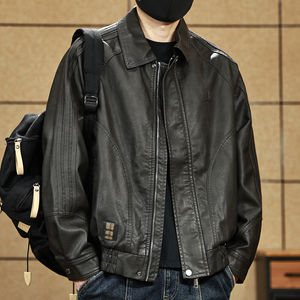 
American retro motorcycle leather jacket men's spring 2026 new vintage trendy brand flight jacket men's tops