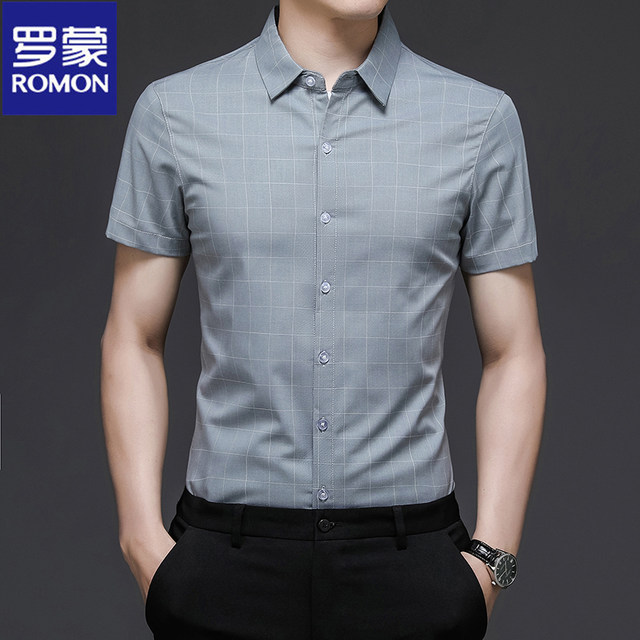 Romon short-sleeved shirt men's thin summer new business casual ironing ...