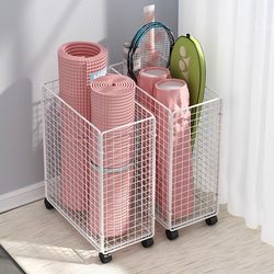 Yoga mat storage cylinder with wheels fitness storage blue sports equipment tool storage artifact household storage rack