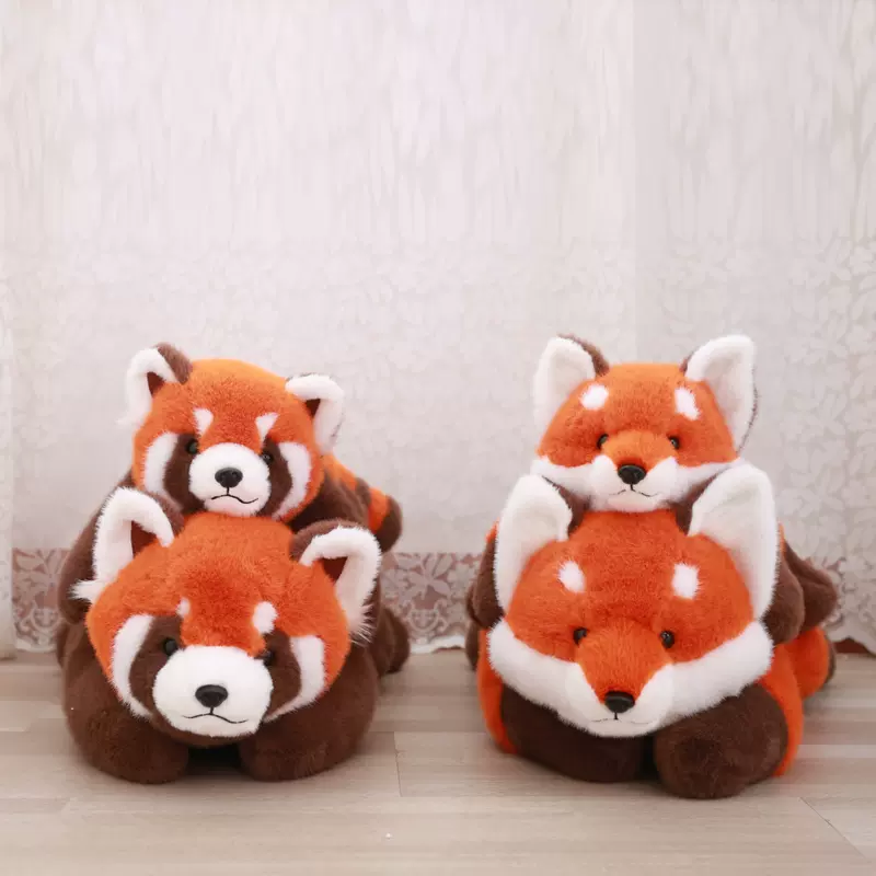 正版玩偶部落仿真趴趴狐狸公仔小熊猫抱枕生日礼物男女基地同