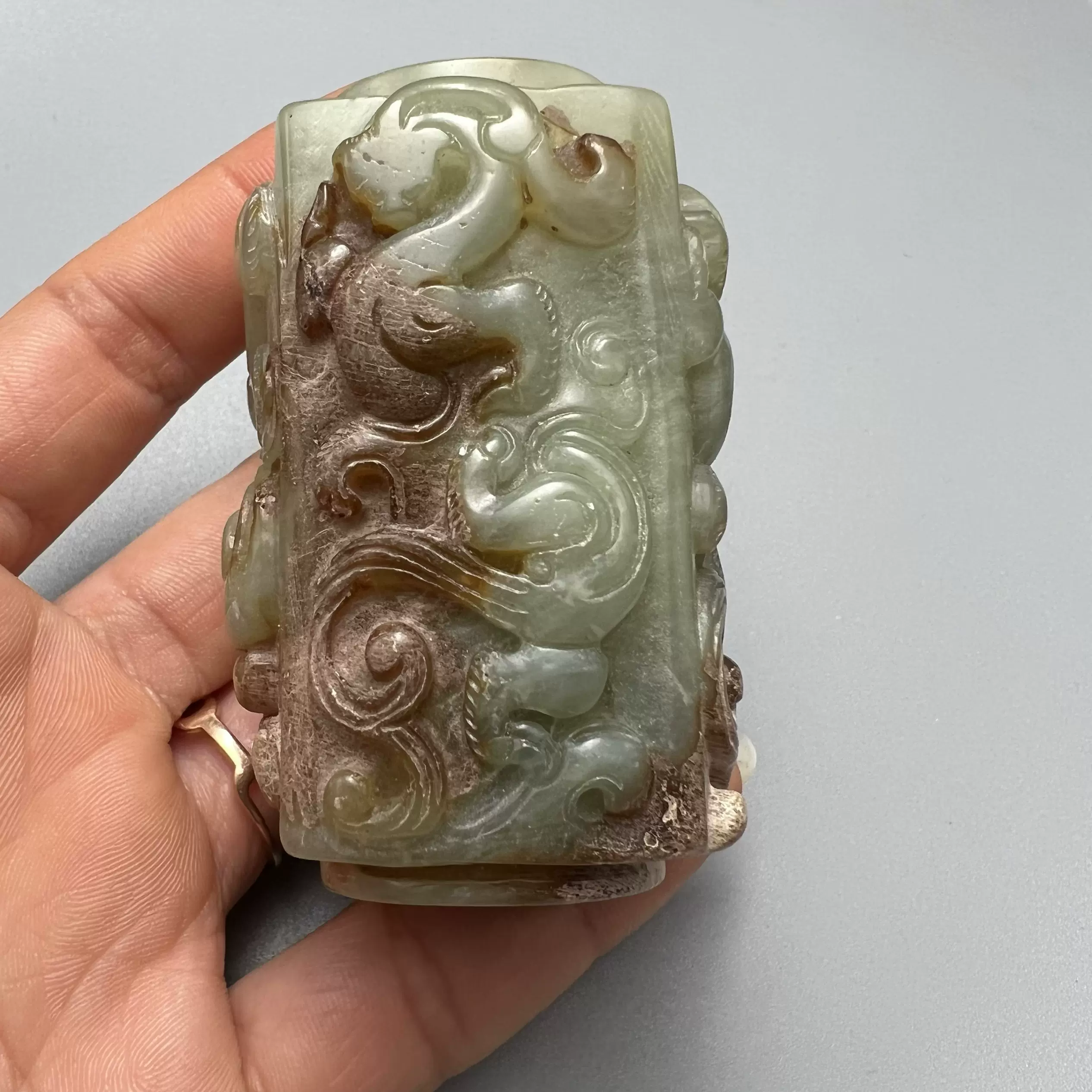 漢戦古玩古骨董玉器高古玉岫玉拾漏収蔵模古老玉彫刻老物件朝板置物h