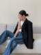 JWUNIQUE retro dark blue jeans for women in spring 2025 new high waist straight slimming wide-leg trousers