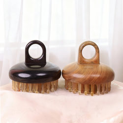 Purple Sandalwood Horn 68-Tooth Ring Comb, Suitable for All Body Use, Portable for Kneading Abdomen and Legs, Gua Sha and Back Massage Tool