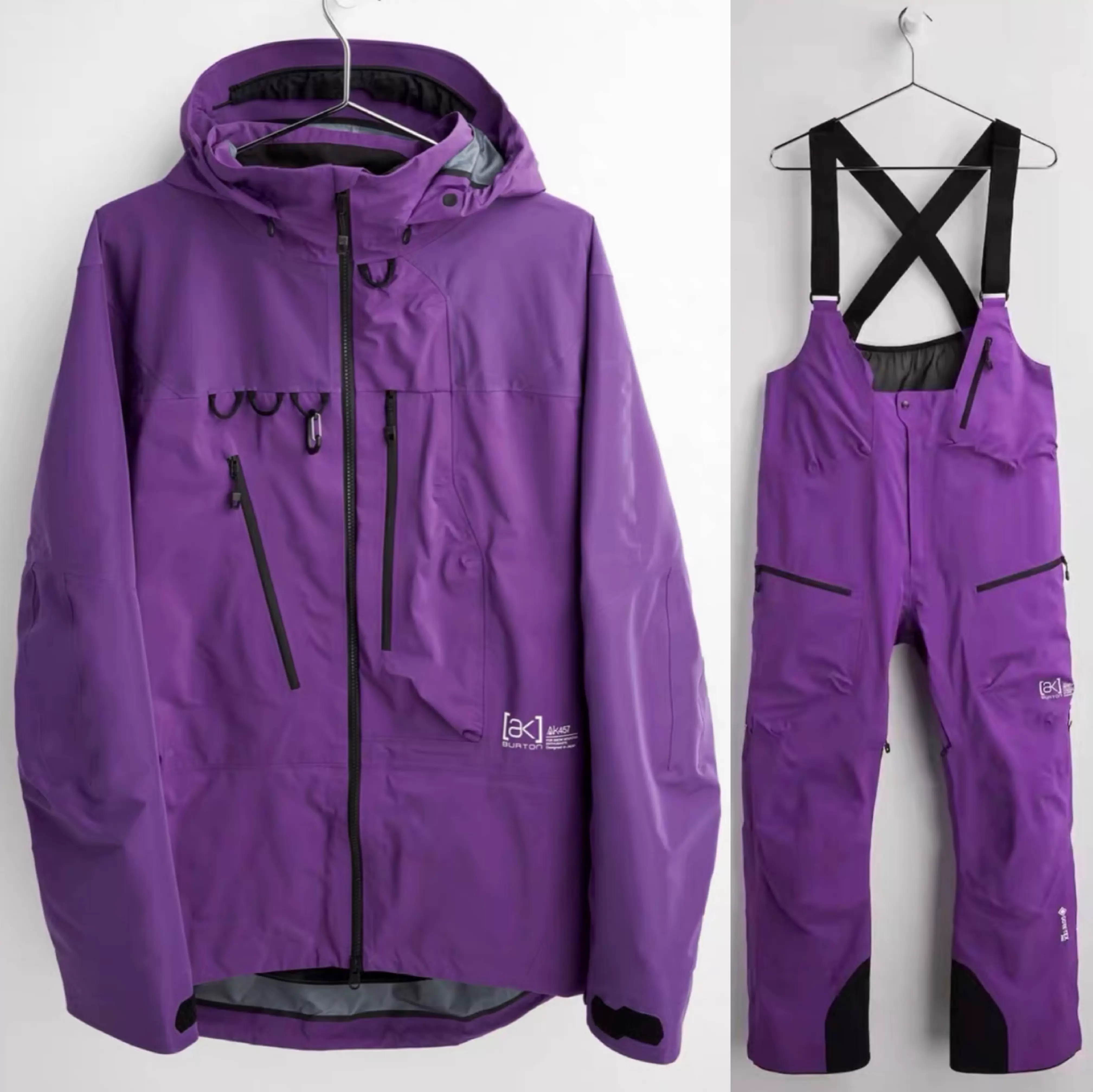 BURTON AK457滑雪服套裝Gore-Tex面料設計男士背帶滑雪褲紫色限定款