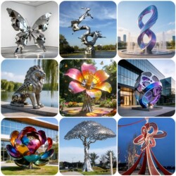 Large Stainless Steel Sculpture for Outdoor Plaza, Abstract Irregular Modern Art Metal Steel Structure, Popular Photo Spot Decoration