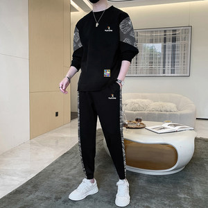 
Woodpecker Casual Sports Set Men's Spring and Autumn Loose Long Sleeve T-shirt Sweatshirt and Trousers A set of handsome matches