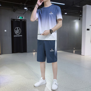 
Woodpecker Ice Silk Casual Sports Set Men's Summer Ultra-Slim Quick-Dry Short Sleeve Shorts Running Fitness Two-Piece Set