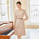 AD Simple and Great Dress Women's temperament seven -point sleeve waist skirt high -end collar OL commute professional dress
