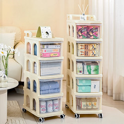 Trolley Drawer-Type Storage Rack Snack Movable Storage Cabinet Toy Floor-Standing Home Baby Bedroom Organizer