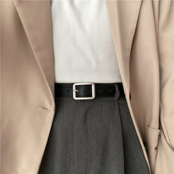 Black Small Leather Belt for Women, Ins-Style Jeans Belt, Thin and Fashionable, Versatile Men's Belt, Decorative Retro Women's Fashion