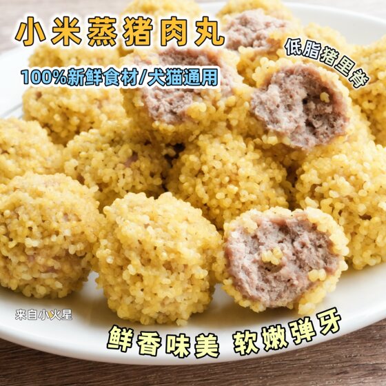 
From Little Mars Homemade cat and dog wet food fresh food meal pack snacks millet pork meatballs nutritious mix dog food rice