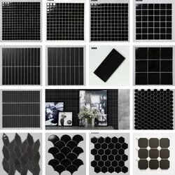 Simple Modern Style Black Series Mosaic Ceramic Tiles for Living Room, Kitchen, Dining Room, Bathroom, and Sink Background Wall