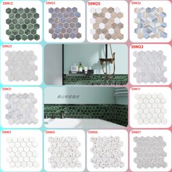 Hexagonal Large Flower Green Imitation Cement Wood Grain Marble Ceramic Mosaic Tile Fish Pond Kitchen Bathroom Toilet