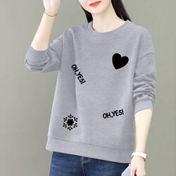 150kg Women's Sweatshirt 2023 New Korean Style Spring and Autumn Loose Fit Tummy-Covering 260 Versatile Round Neck Top Jacket for Women