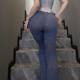 Flag-bottom pants for women with crotch zipper bent over and transparent inside and outdoor high-waist yoga leggings stretchy hip tight hot girl reveal