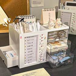 Check-In Board Desk Pen Holder Student Dormitory Office Desktop Storage Rack Multi-Functional Drawer-Type Stationery Storage Box