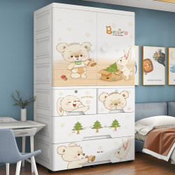 Children's Wardrobe Extra Large Cartoon Thickened Baby Clothing Storage Cabinet Baby Storage Cabinet Household Plastic Simple Wardrobe