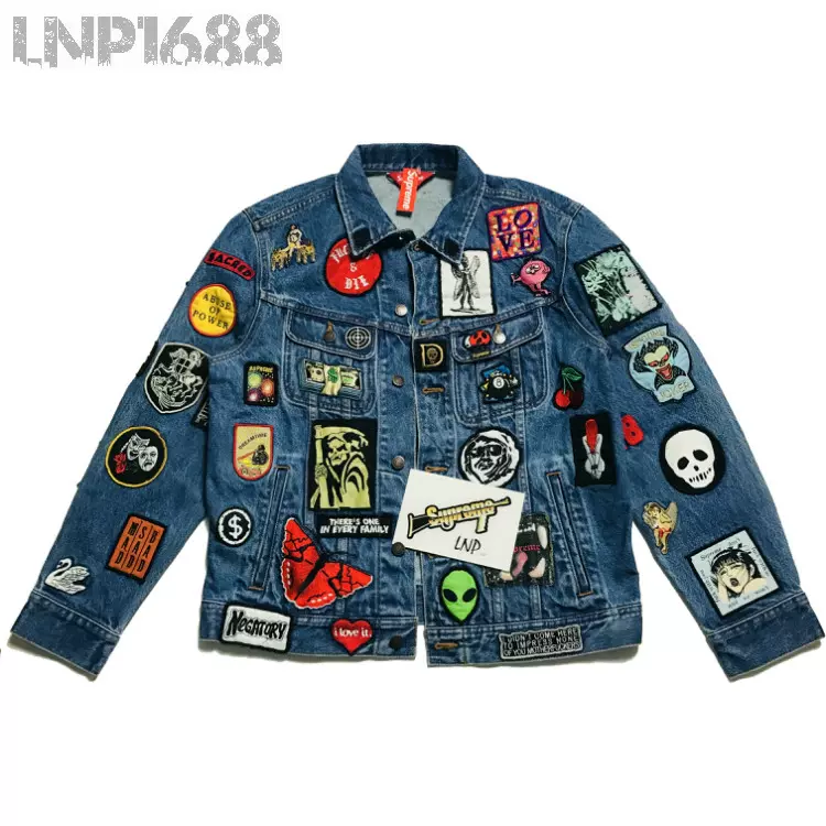 Supreme 18ss Patches Denim Trucker Jacket 徽章补丁牛仔夹克-Taobao