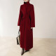 New Year's jersey red extra long stand-up collar double-sided wool coat for women high-end big-name straight wool coat winter