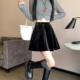 Gold velvet umbrella skirt autumn and winter slim short skirt large size black versatile fluffy skirt pear-shaped Korean A-line pleated skirt for women