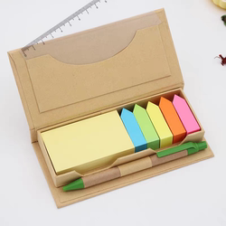 Creative Eco-Friendly Kraft Paper Sticky Notes Box Set, Fluorescent Index Tabs, Advertising Notepad