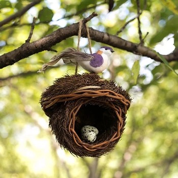 Simulation Bird Nest Decoration Simulation Grass Bird Nest Creative Home Decoration Gardening Green Plant Decoration Rural Wind