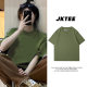 Japanese cute wind, green solid color short -sleeved T -shirt female small in the small one with bottoming loose cotton half -sleeved top