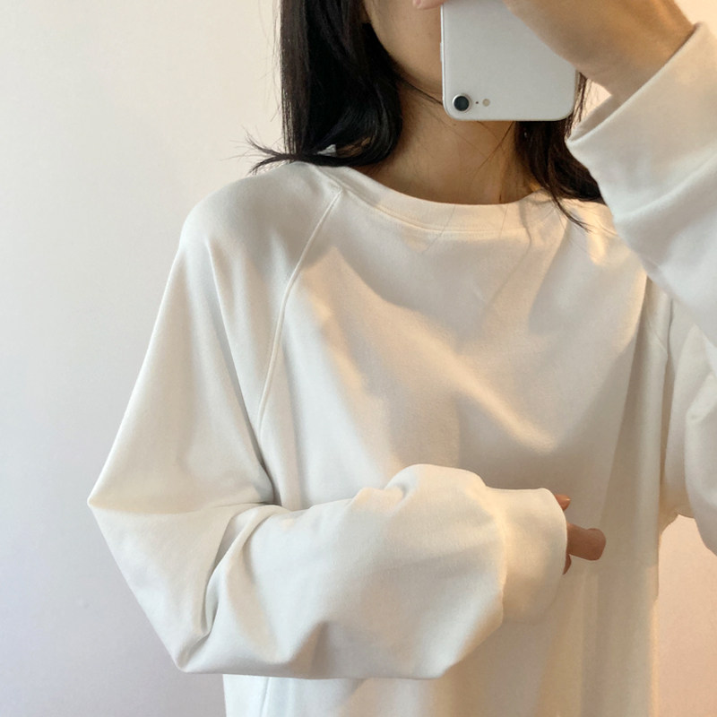 Simple White O Neck Low High Design Cotton Shirt Top Spring TI023