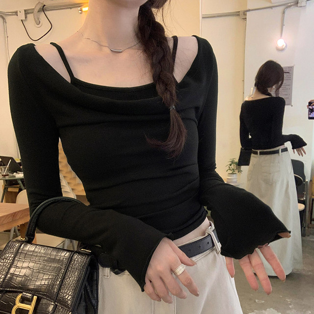 Loose Patchwork Fake Two-Piece Suspender Skirt 2024 New For Women Chic French High Sense Inner Wear Full Body Casual Dress