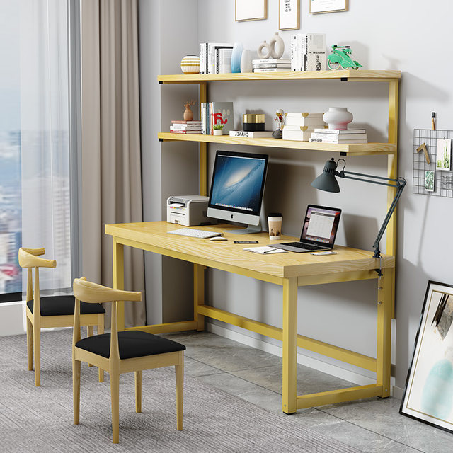 Nordic solid wood minimalist computer desk bookshelf table frame all ...