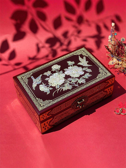Mother-Of-Pearl Lacquerware Jewelry Box, Shell Inlaid Light Luxury ...