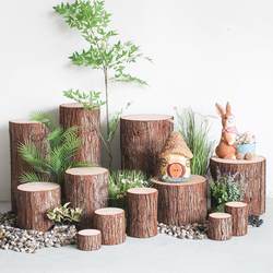 Hollow Simulated Real Wood Tree Stump, Forest-Style Indoor Green Plant Landscaping, Paired with Clothing Store and Shopping Mall Window Decoration Wooden Stump