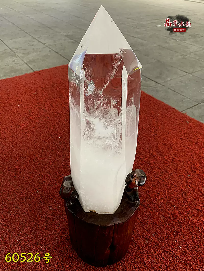 纯天然白水晶柱摆件 水晶原石打磨 56cm