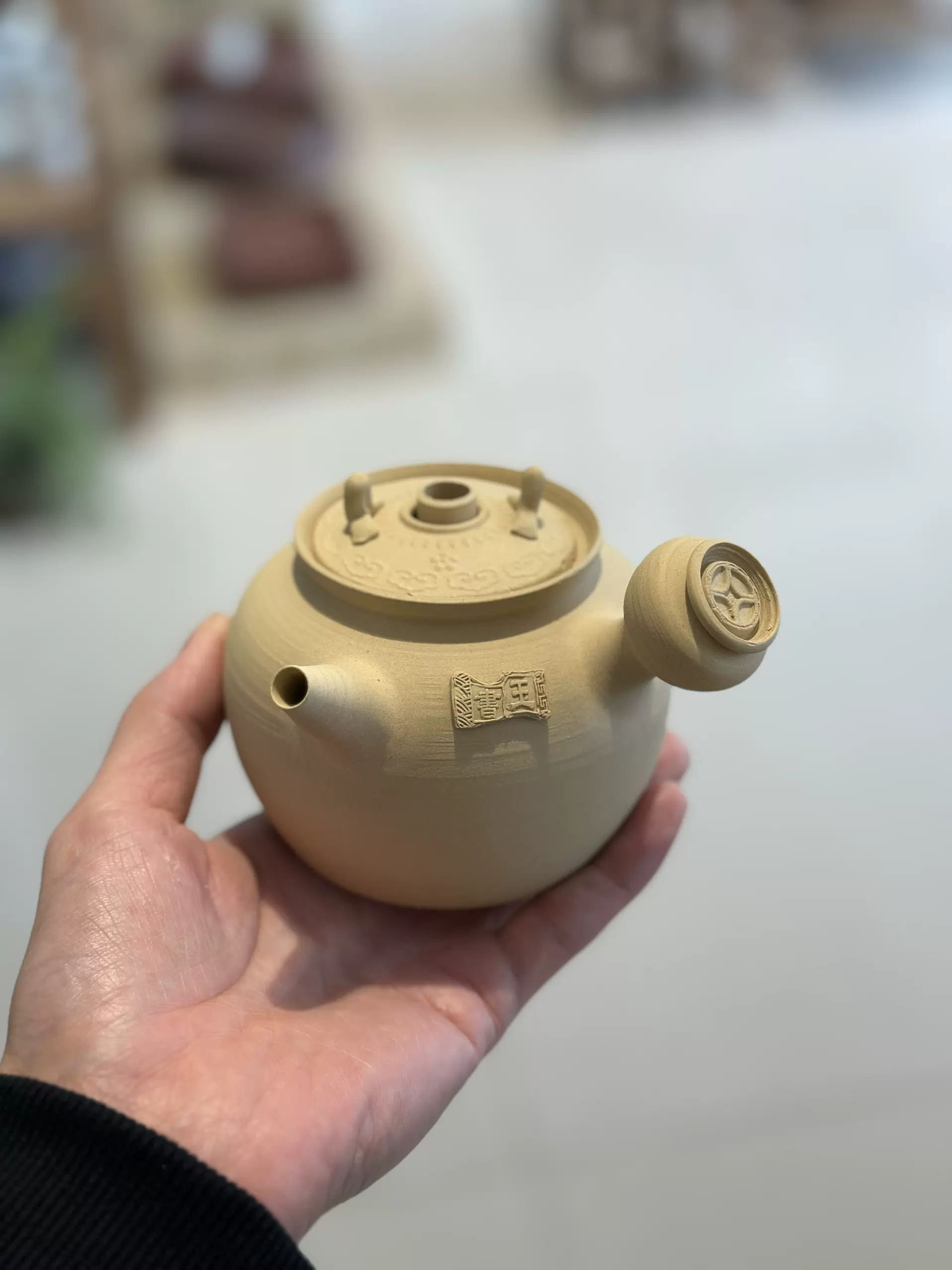 清代复刻版白泥玉书煨穿心小砂铫炭炉通心烧水壶潮州手拉壶