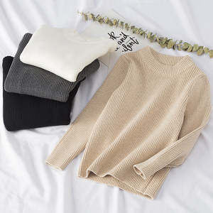 
Children's knitted solid color sweater 2025 autumn and winter new baby round neck bottoming shirt for boys and girls pullover cotton sweater