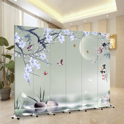 Iron Base Fully Foldable Storage Wooden Screen Partition for Living Room, Hotel, Restaurant, Exhibition Hall, Blocking Activity Background