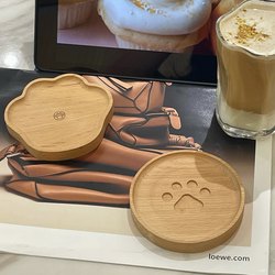 Japanese wooden bear paw coaster dog paw beech wood dinner plate mug tea cup coffee cup non-slip heat insulation mat