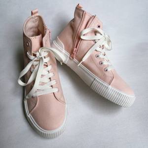 
Foreign trade cat/Jack high-top medium-sized children's shoes canvas shoes tied and fashionable girls' shoes side zipper