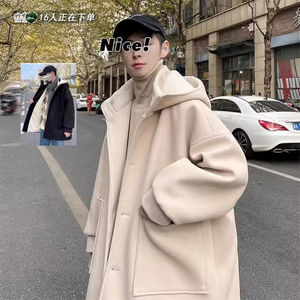 Lamb Cashmere Jacket Men's Autumn and Winter Plus Thick Mid -length Cotton Coat Men's Mao Woors Tide Tide Magmist Workers Cotton Clothing
