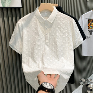 
Men's POLO shirt casual summer high-end lapel short-sleeved T-shirt loose large size cool fashion jacquard top