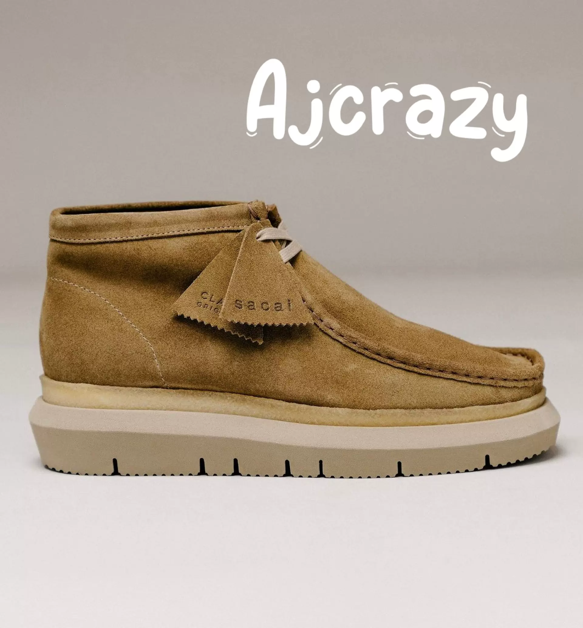 Clarks X Sacai Hybrid Wallabee Beige Suede Boots 联名小众鞋-Taobao