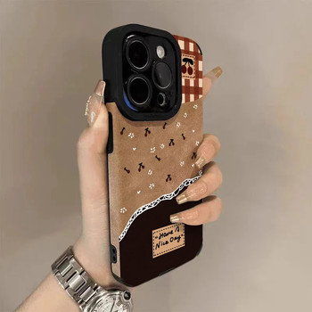 Plaid flower cherry suede suitable for Apple 16pro mobile phone case iPhone14max Xiaomi 15 Huawei mate70/50 Honor 200vivox100p60nova13Reno12s19