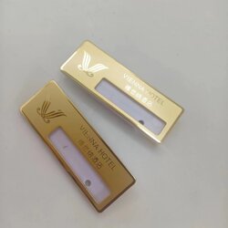 Vienna Hotel Badge Insert Card Custom Metal Hollow Nameplate 24K Real Gold High-End Brooch Pin Store Emblem