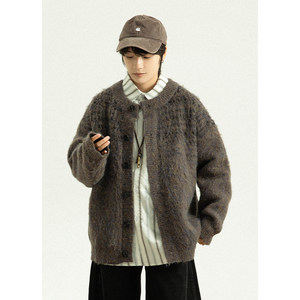 
GoodNorth retro high-end gradient sweater cardigan jacket men's and women's autumn and winter lazy loose sweater