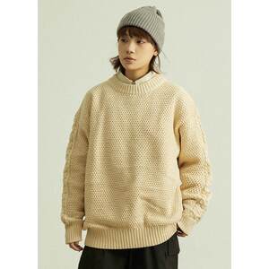 
GoodNorth Japanese retro loose round neck pullover knit sweater for men and women in autumn and winter thickened warm sweater